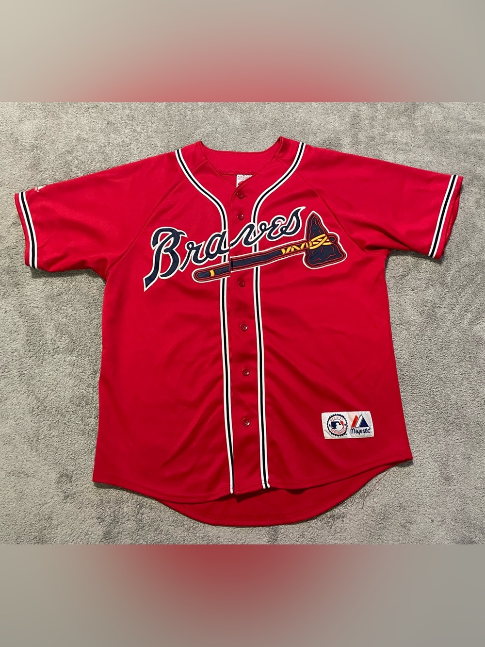 Vintage Majestic Atlanta Braves Jersey Mens L Red #19 Genuine Merch Stitched
